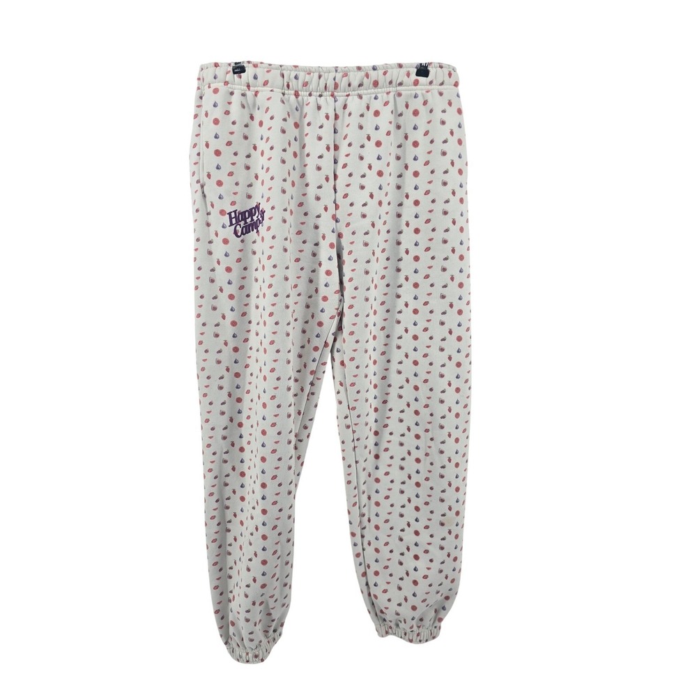 Happy Camp3r Sweatpants XXL White Fruit Print Organic Cotton Recycled Joggers